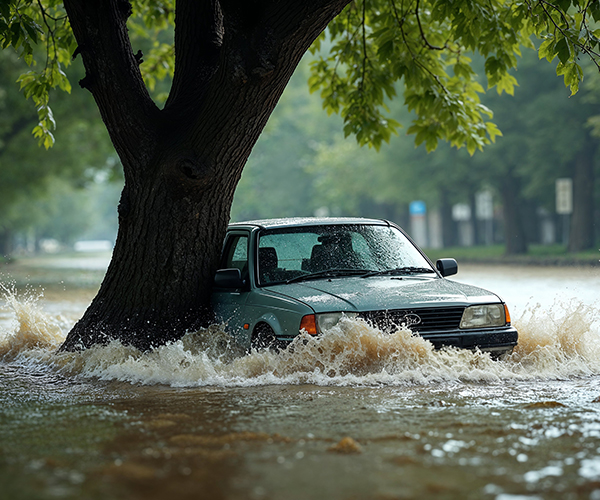 Flooded home with water